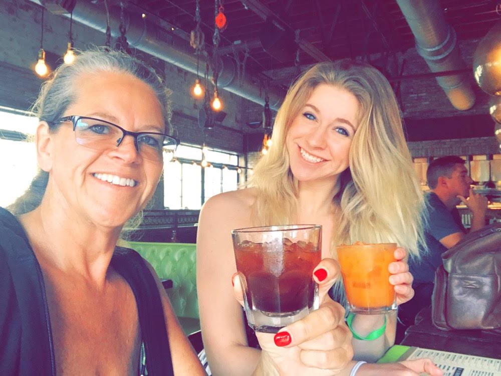 two ladies enjoying a drink at El Camino restaurant on their Delray Beach, Florida trip!