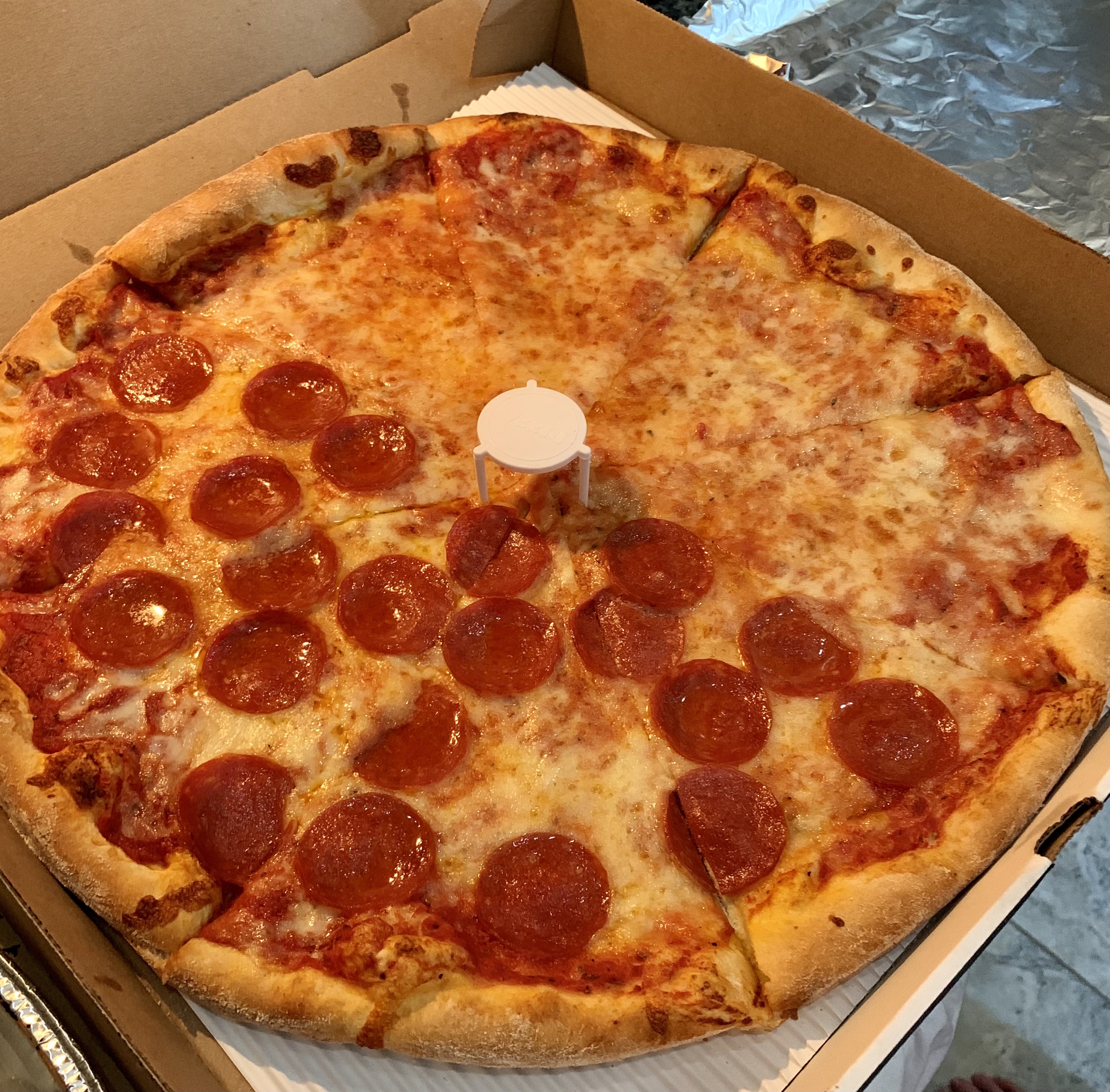 half pepperoni/half plain pizza from NJ!