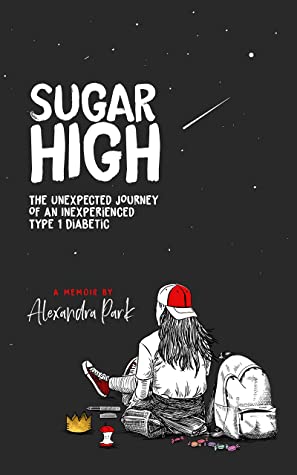 book cover for Sugar High, black and white picture of a girl sitting on the ground facing away with a red backwards baseball cap